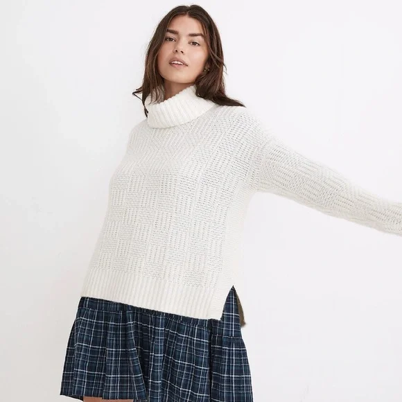 NWT Madewell Checkered Turtleneck Sweater - Picture 1 of 6